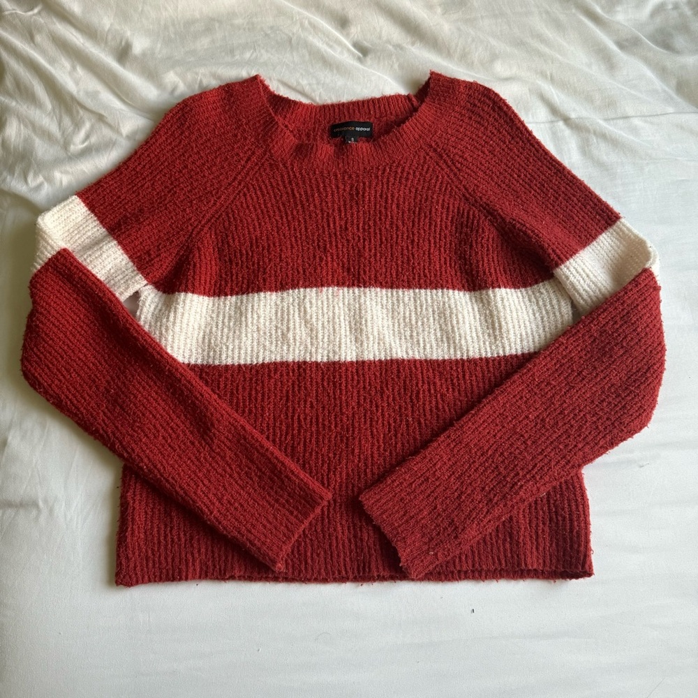 Dark Orange/White Knit Sweater